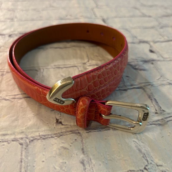 Lauren Ralph Lauren Accessories - LAUREN RALPH LAUREN PINK CROC ITALIAN LEATHER GOLD TONE BUCKLE WOMENS BELT SMALL